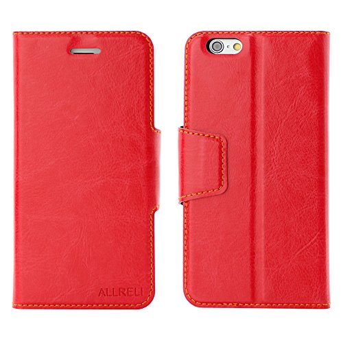 iPhone 6 Case Leather Wallet Cover Red